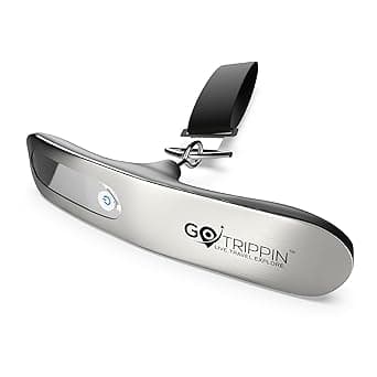 GoTrippin by Destinio Weight Machine for Luggage - 50 kg capacity, Steel body, Lifetime replacement - Digital Portable Electronic Luggage Weighing Scale for home, travel, flights, bags (Silver, 50 kg)
